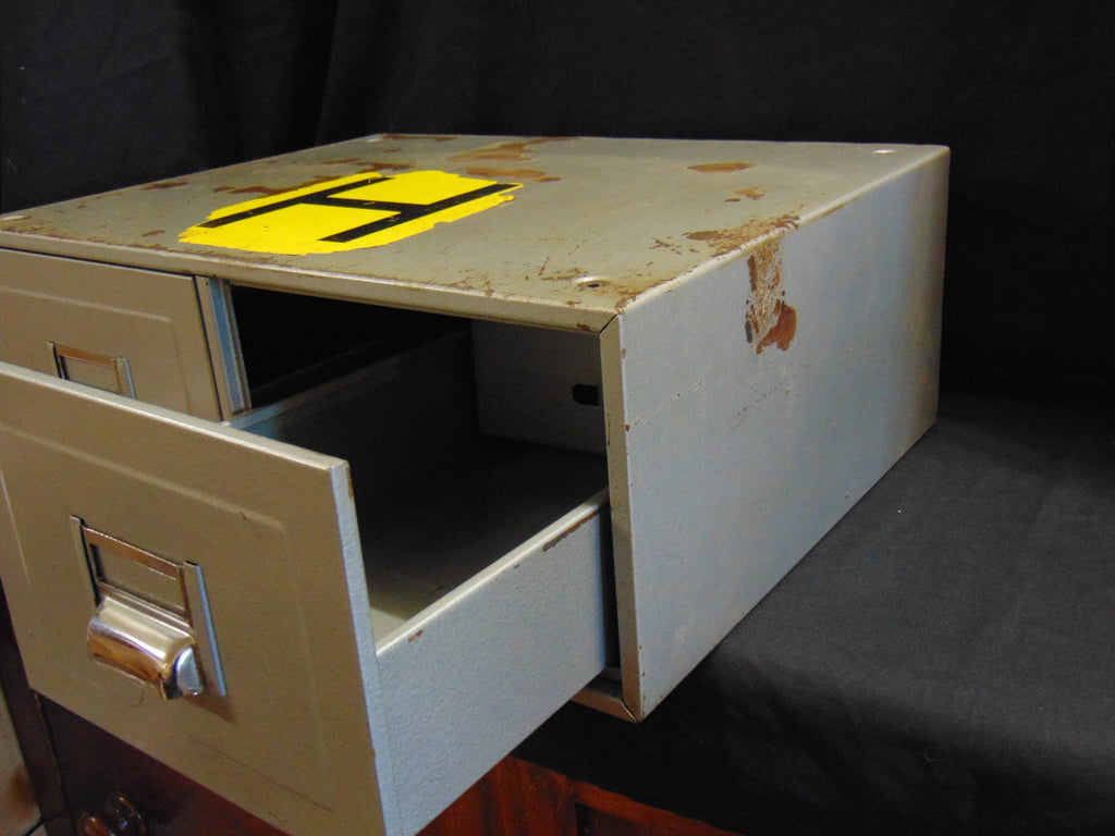 Vintage Industrial Bank of 2 Index Card Filing Drawers