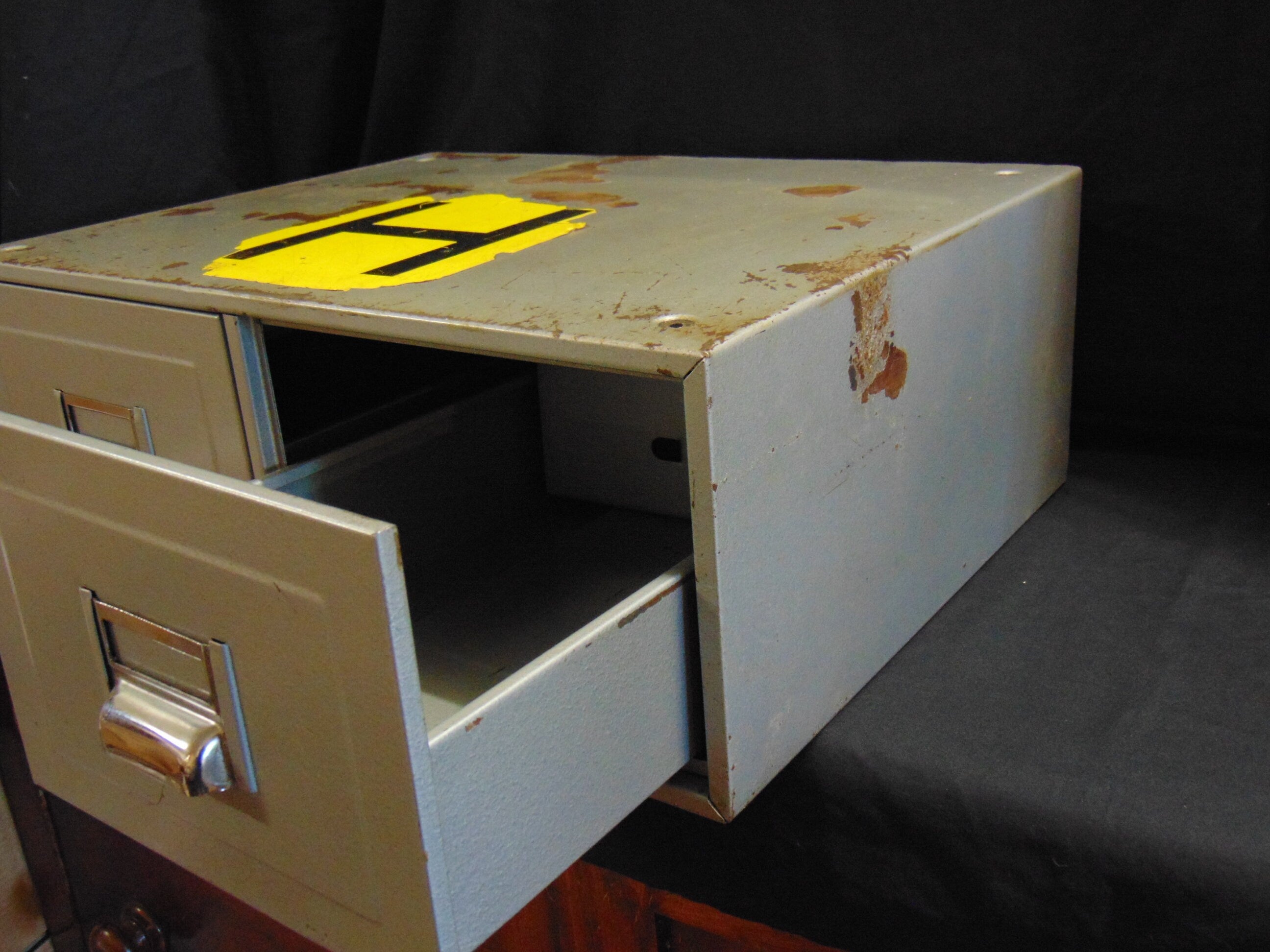 Vintage Industrial Bank of 2 Index Card Filing Drawers