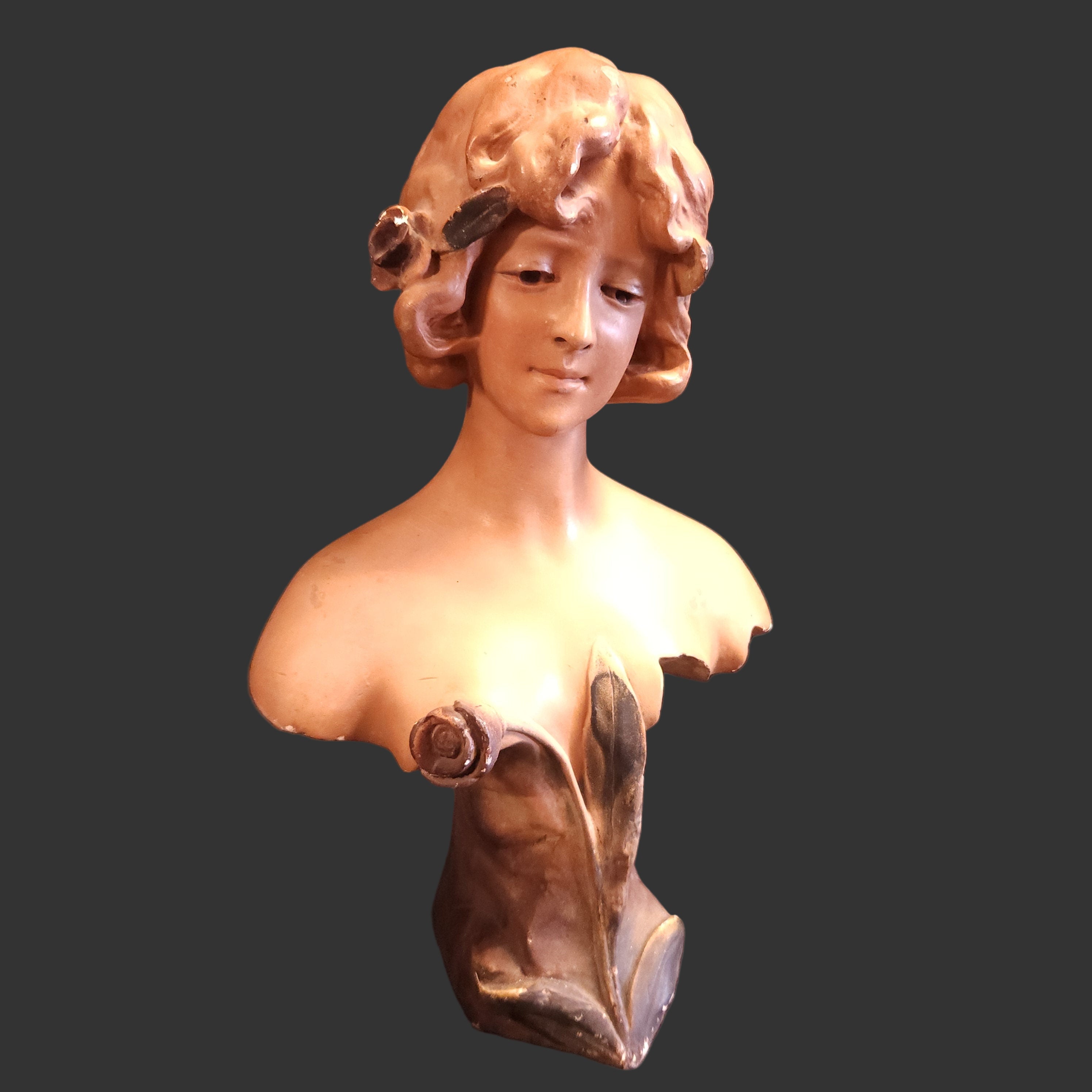 French Art Nouveau Plaster Bust