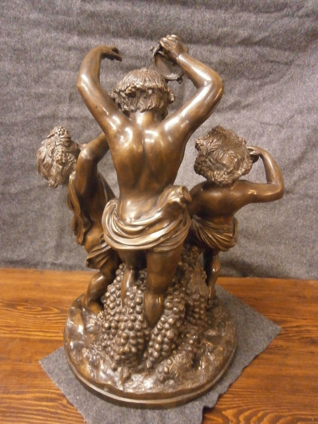 Large 63cm French Bronze Bacchus Group Of Cherubs Playing