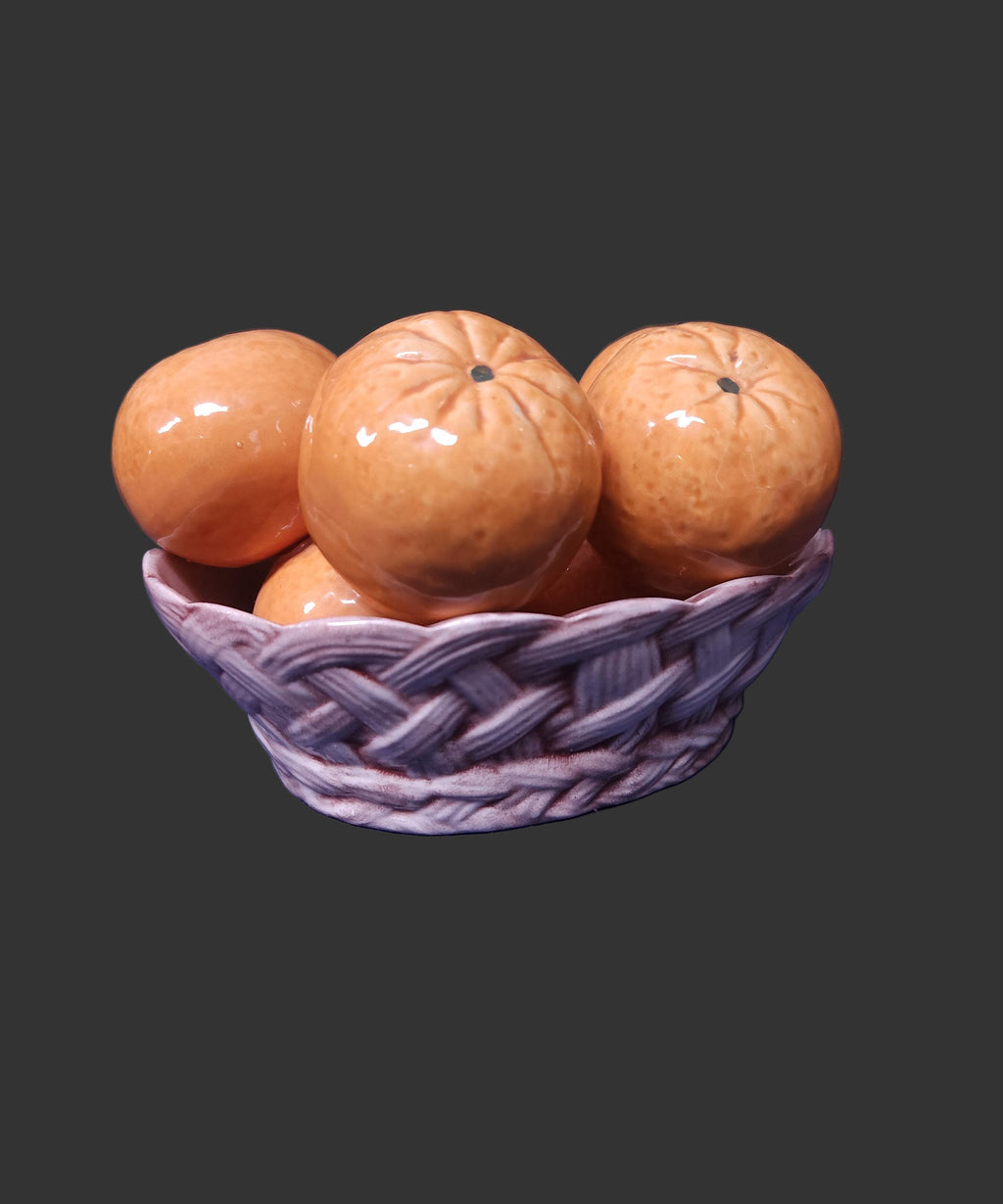 Italian Ceramic Oranges in a Basket