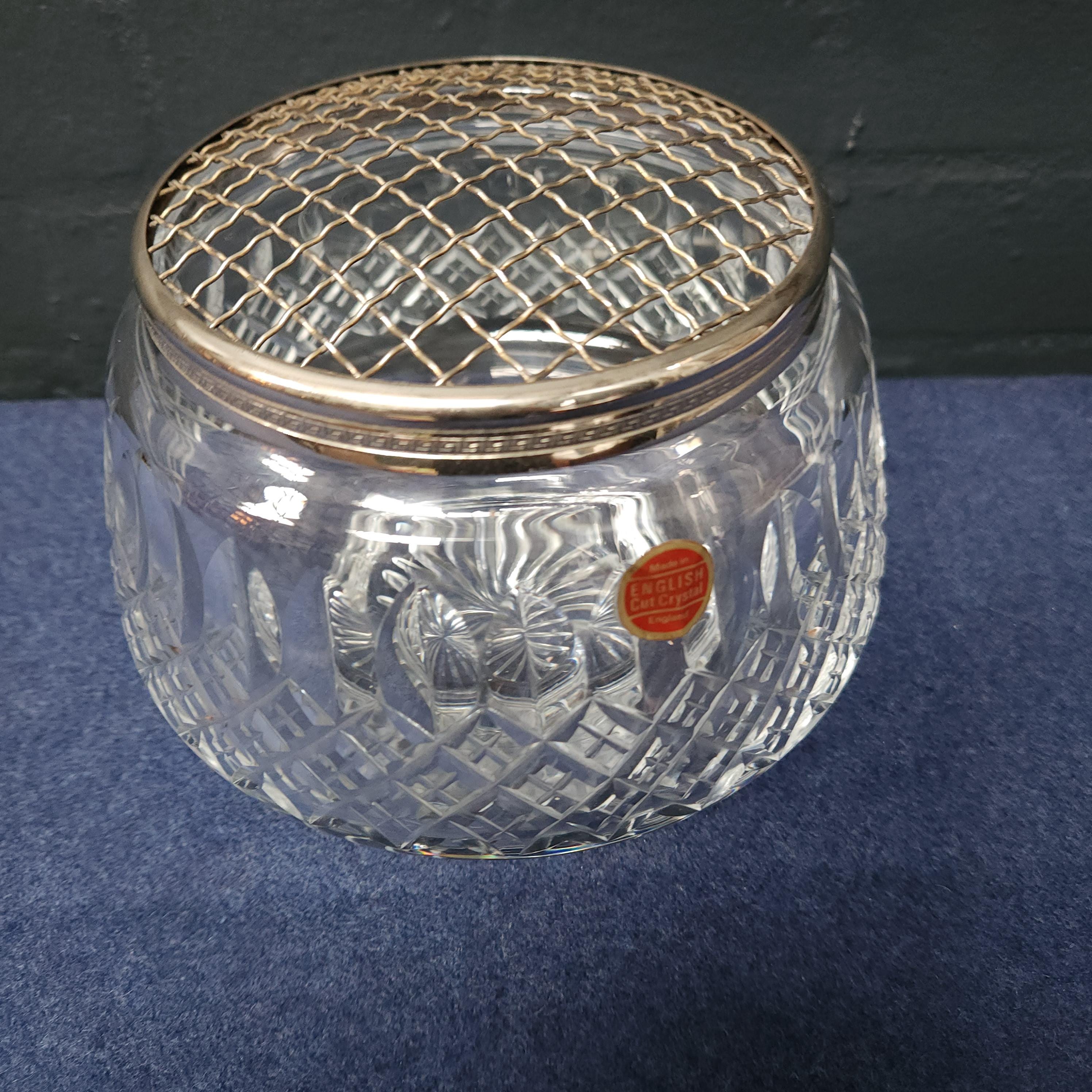 English Hand Cut Lead Crystal Rose Bowl