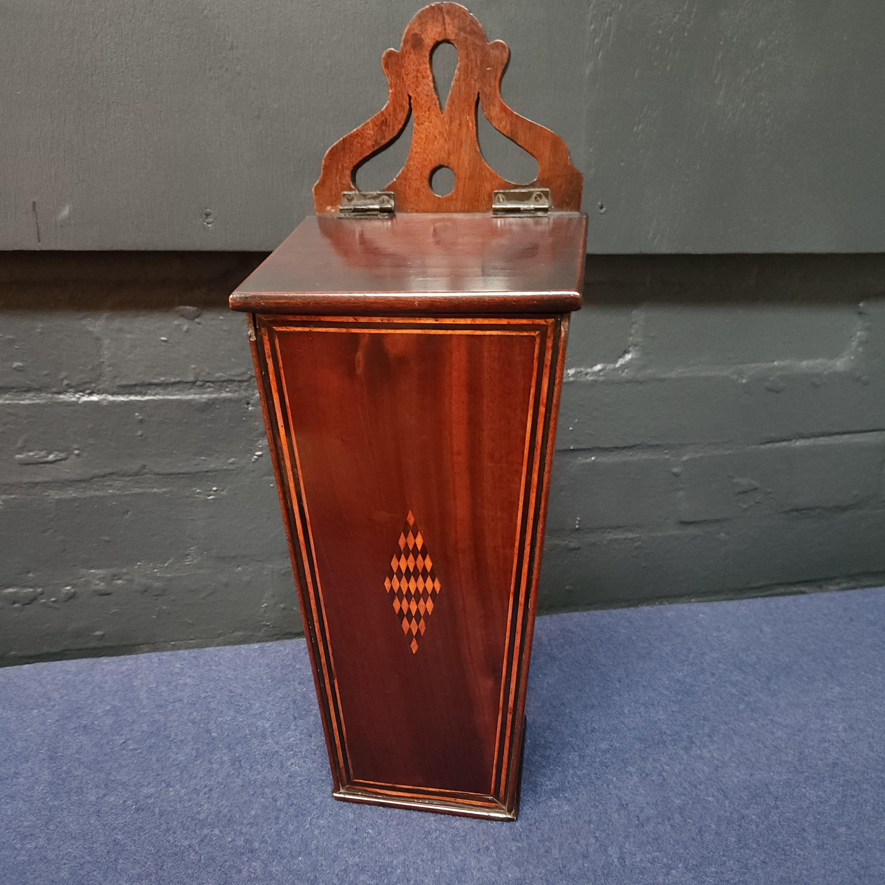 Inlaid Mahogany Georgian Candle Box. Circa Late 18thC