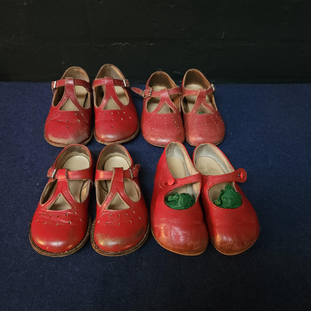 Vintage Childrens Red Leather Shoes, Start-Rite and Clarks