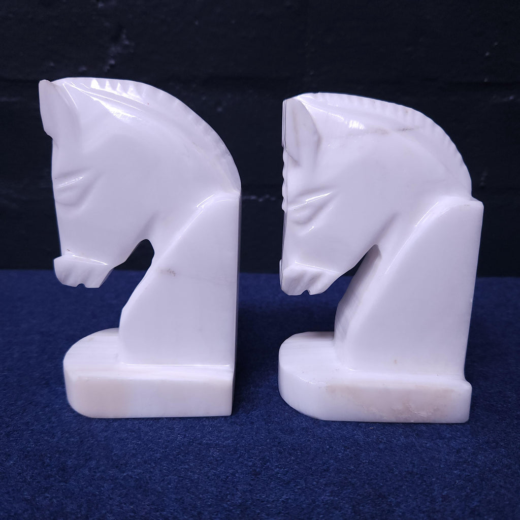 Pair mexican Onyx Horse Head Book-Ends