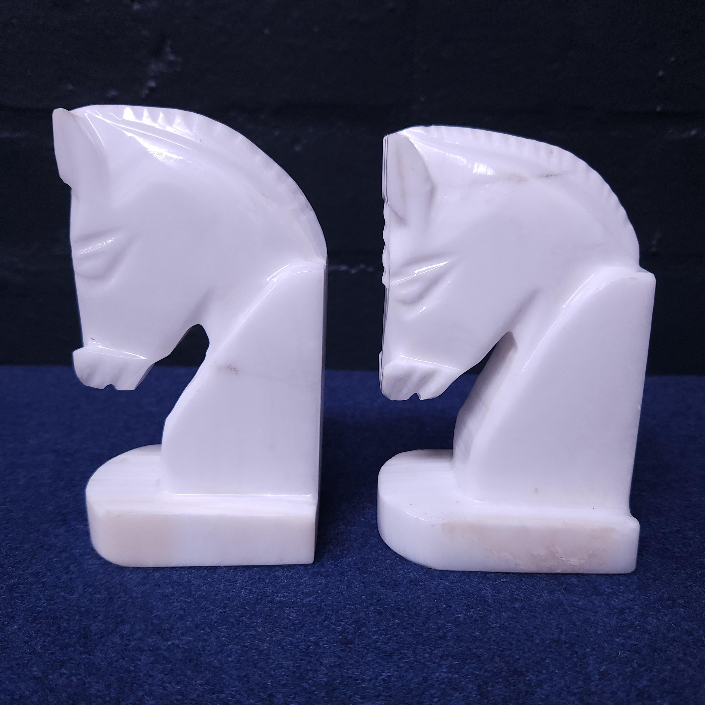 Pair mexican Onyx Horse Head Book-Ends
