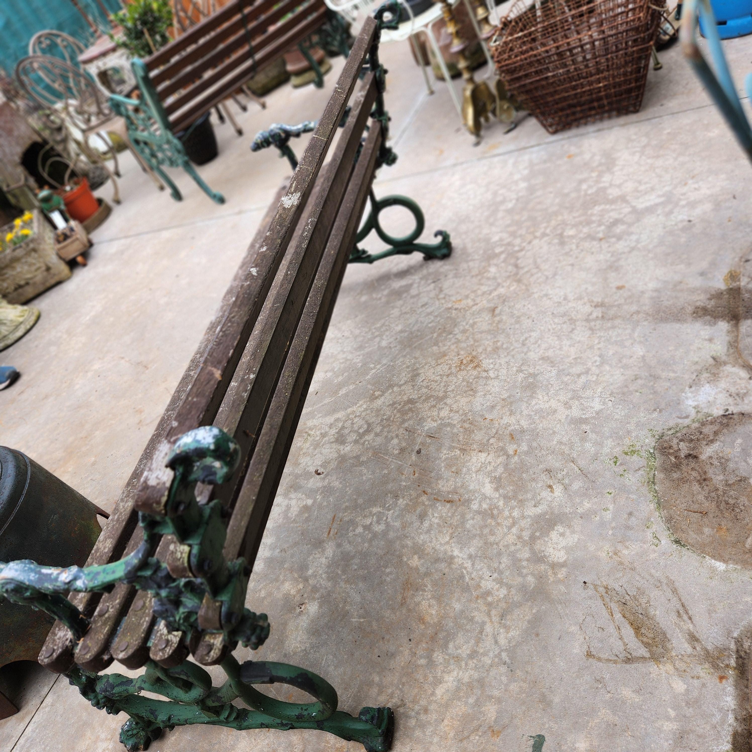 19thC Antique Original Coalbrookdale Serpent and Grape Cast Iron Garden Bench