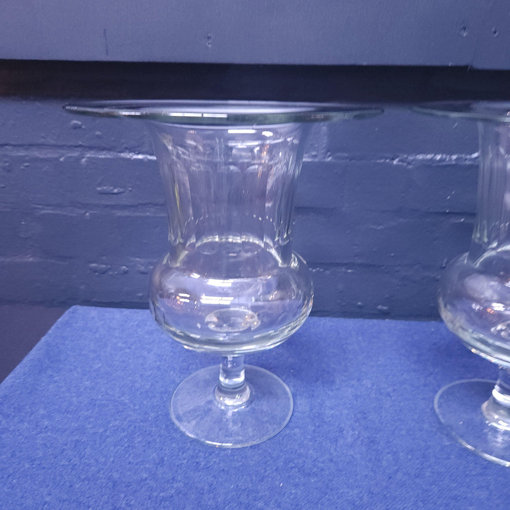 Large Pair 19thC Pedestal Glass Vases