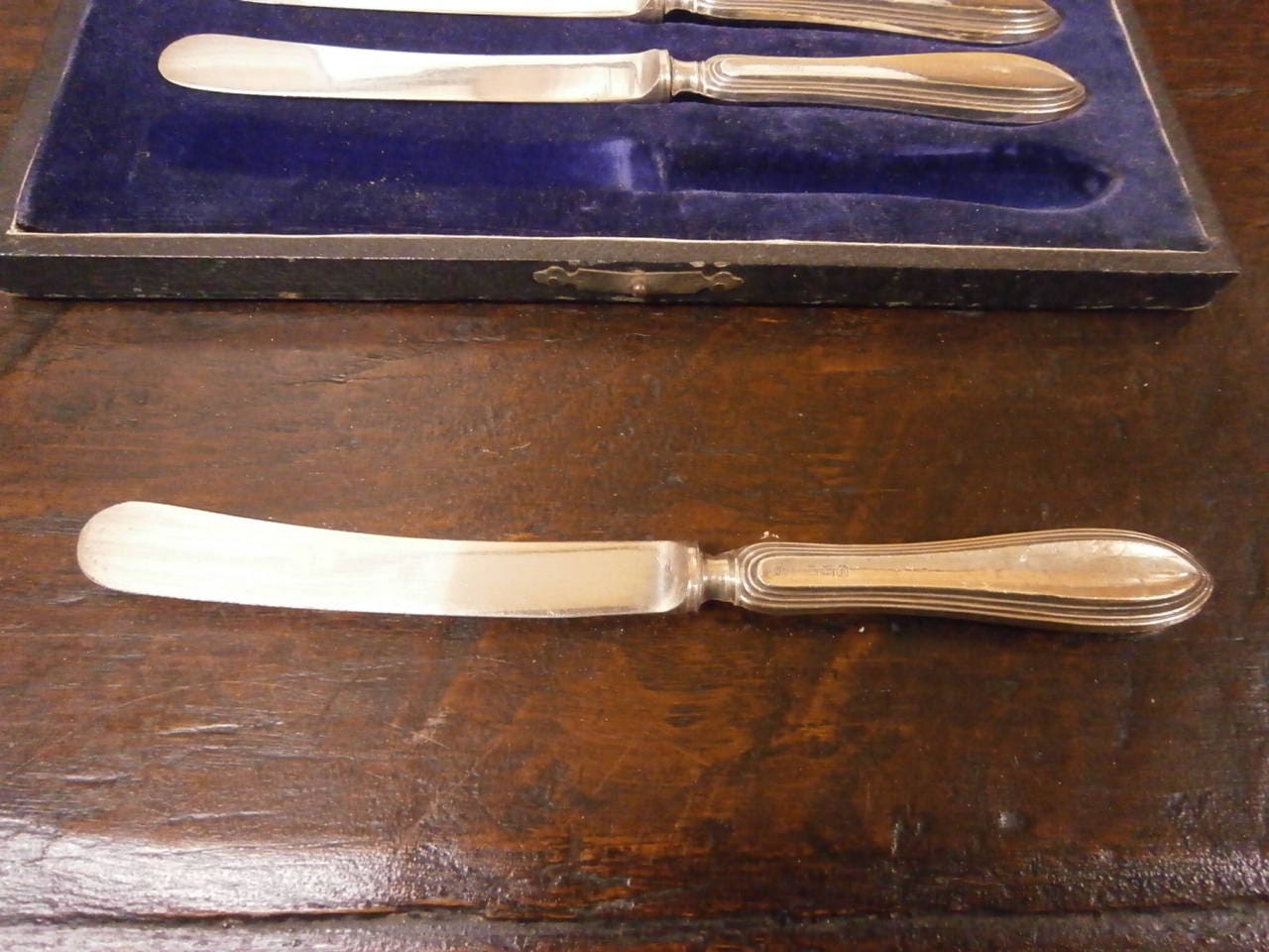 Hallmarked Silver Handled Butter Knives - Cased