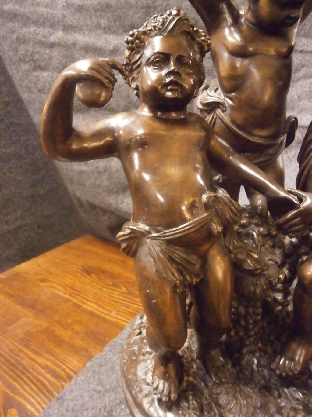 Large 63cm French Bronze Bacchus Group Of Cherubs Playing
