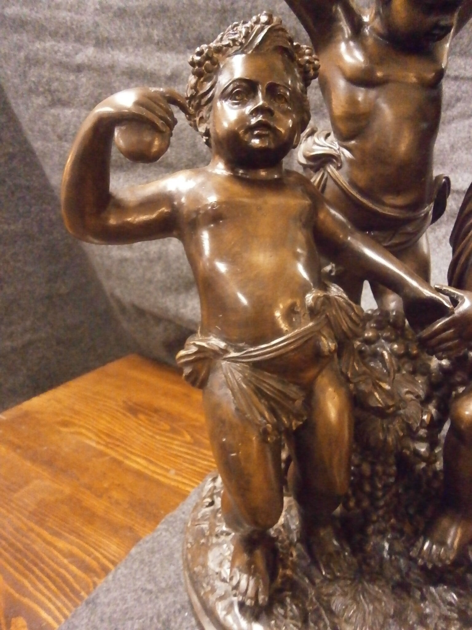 Large 63cm French Bronze Bacchus Group Of Cherubs Playing