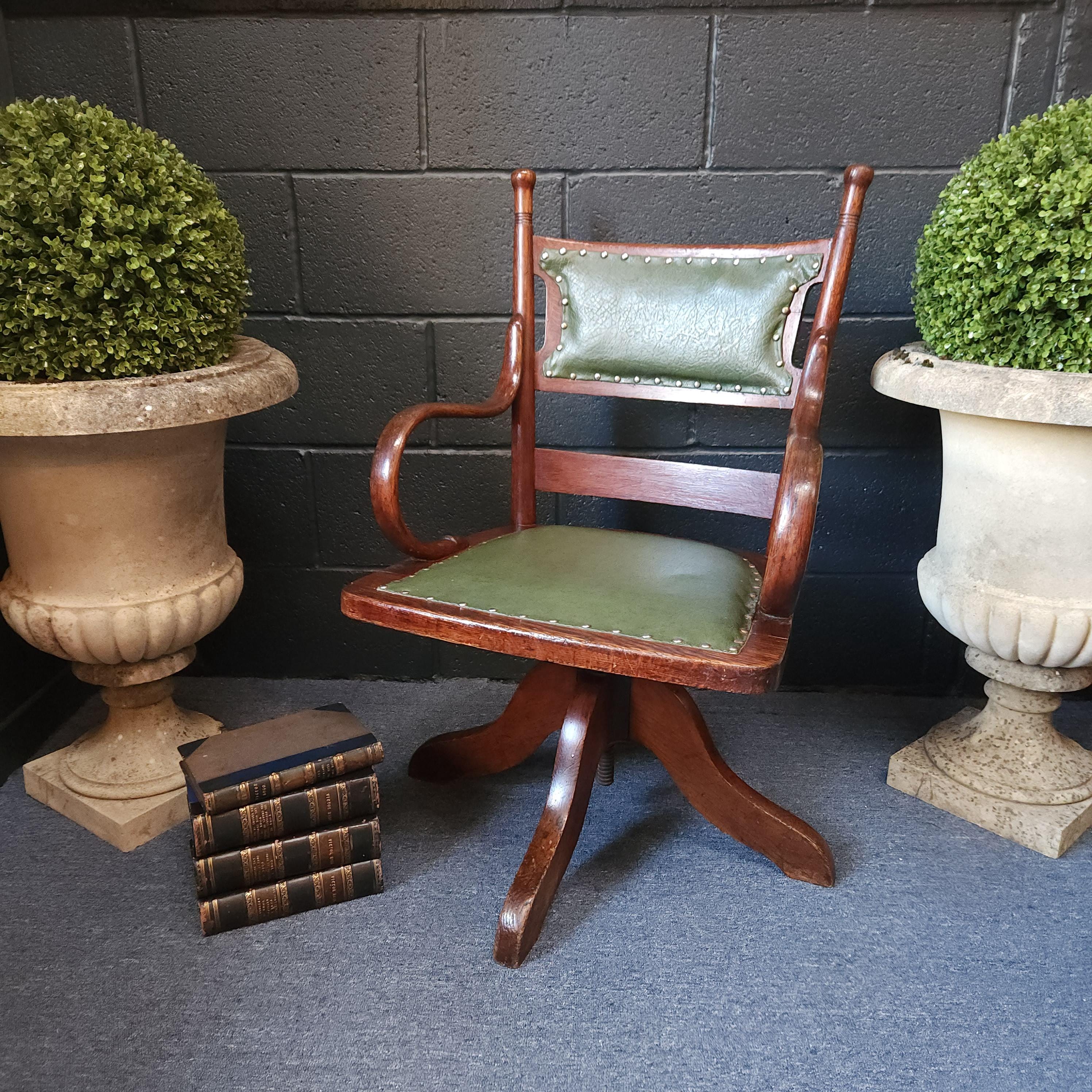 Edwardian Oak Swivel Desk Chair