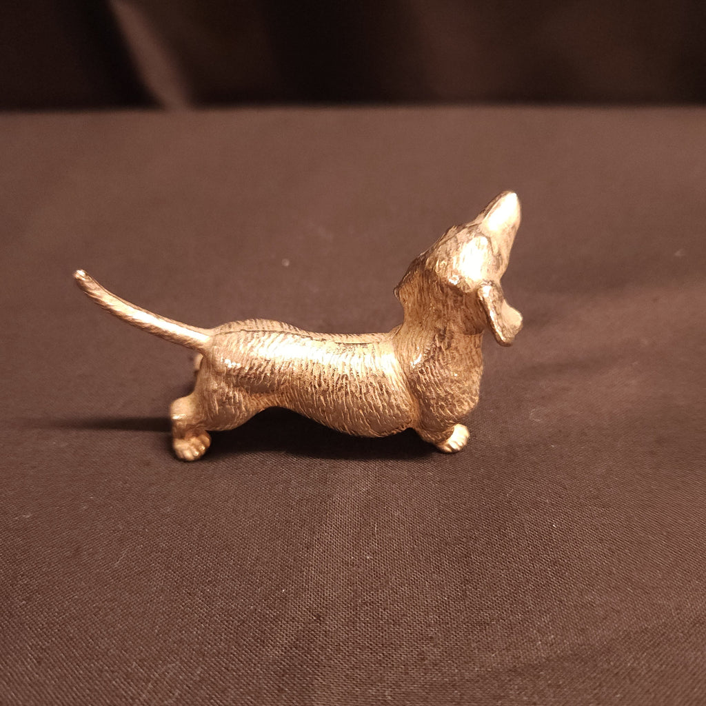 Small White Metal Dachshund Figurine