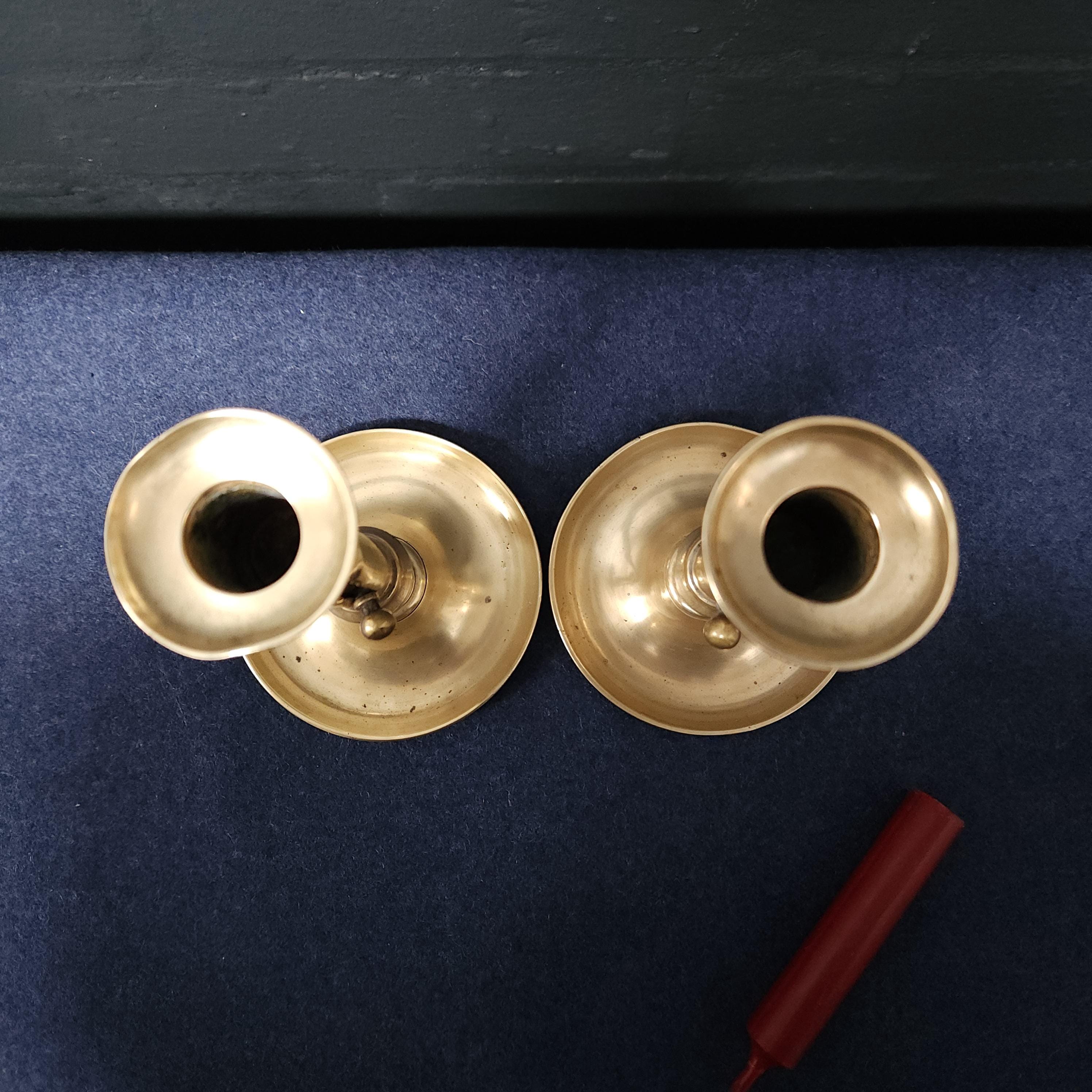 Pair Georgian Brass Candlesticks - Side Adjuster