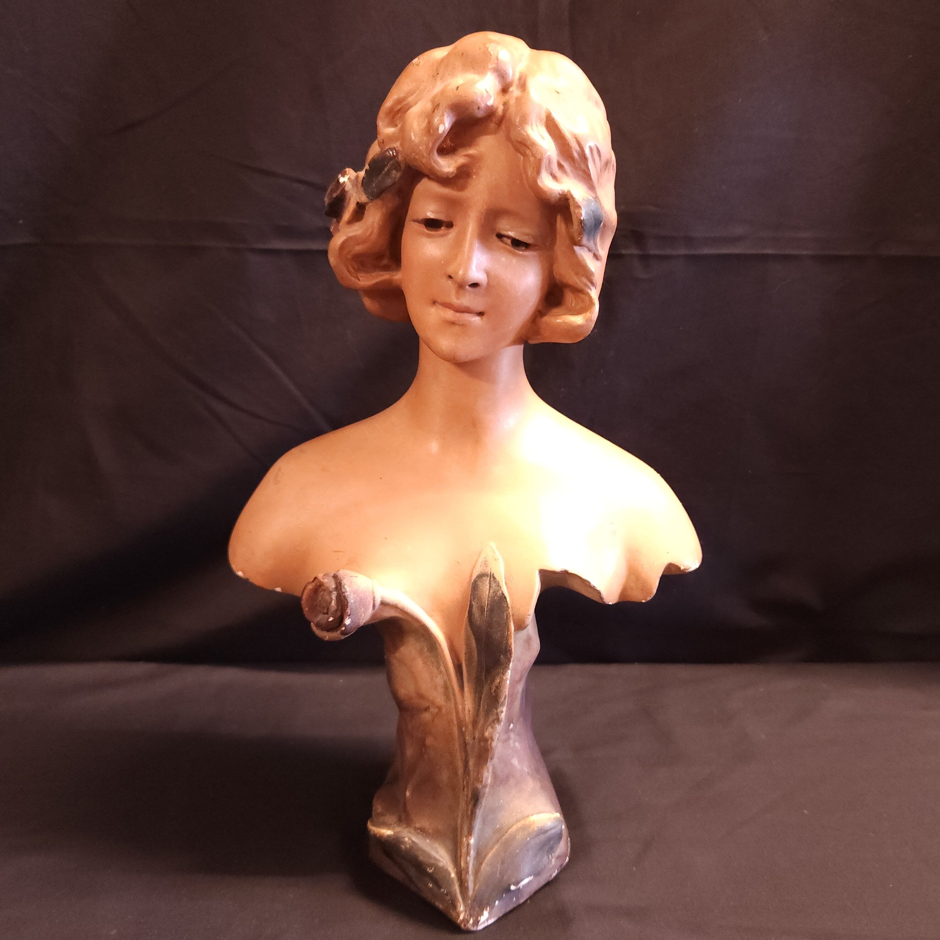 French Art Nouveau Plaster Bust