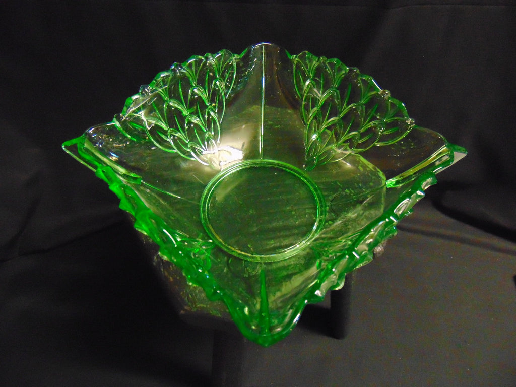 Art Deco Czechoslovakian Uranium Glass Fruit Bowl
