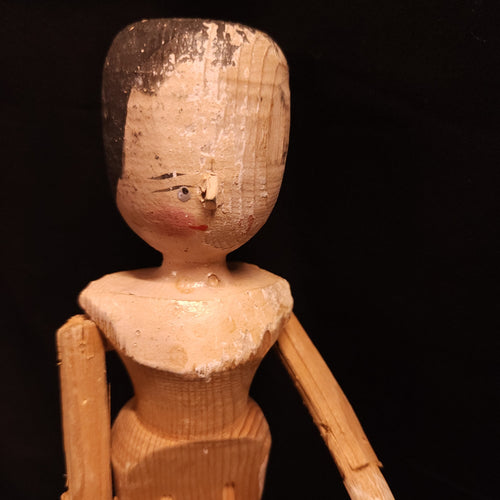 Antique Grodnertal Wooden Carved Peg Doll