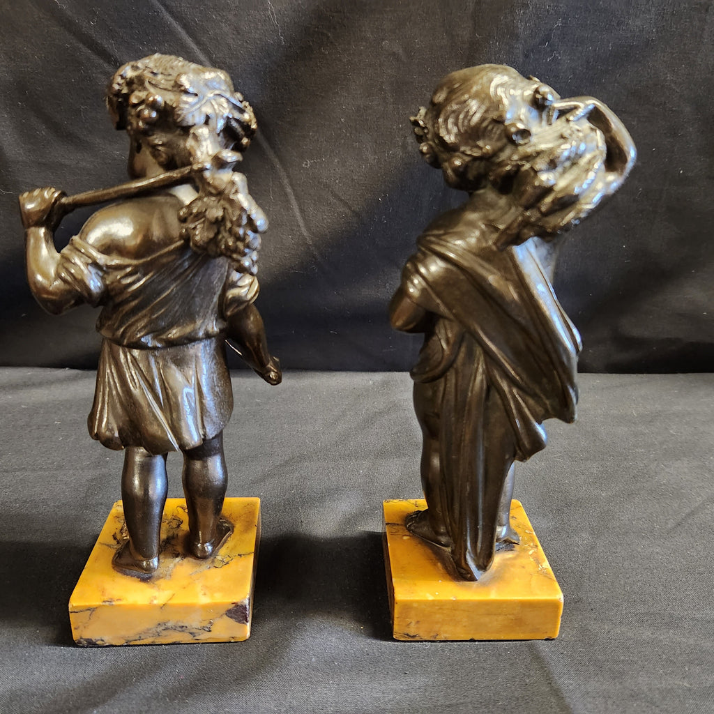 Pair Bronze Harvest Putti after Claude Michel