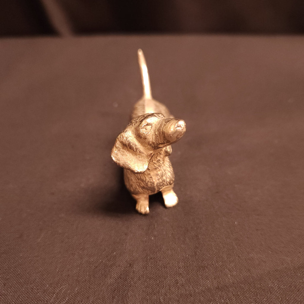 Small White Metal Dachshund Figurine