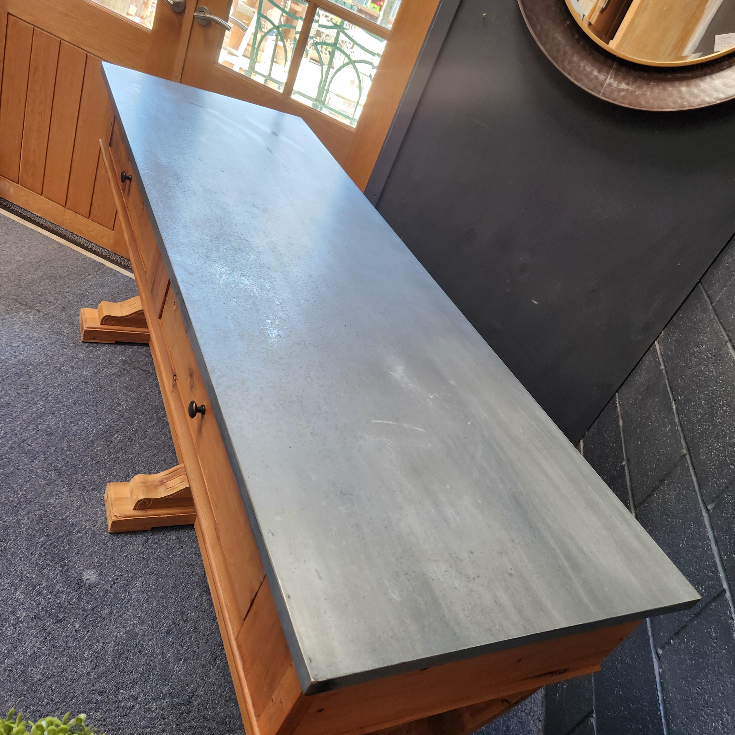 Galvanised Zinc Topped Kitchen Console or Kitchen Island Table