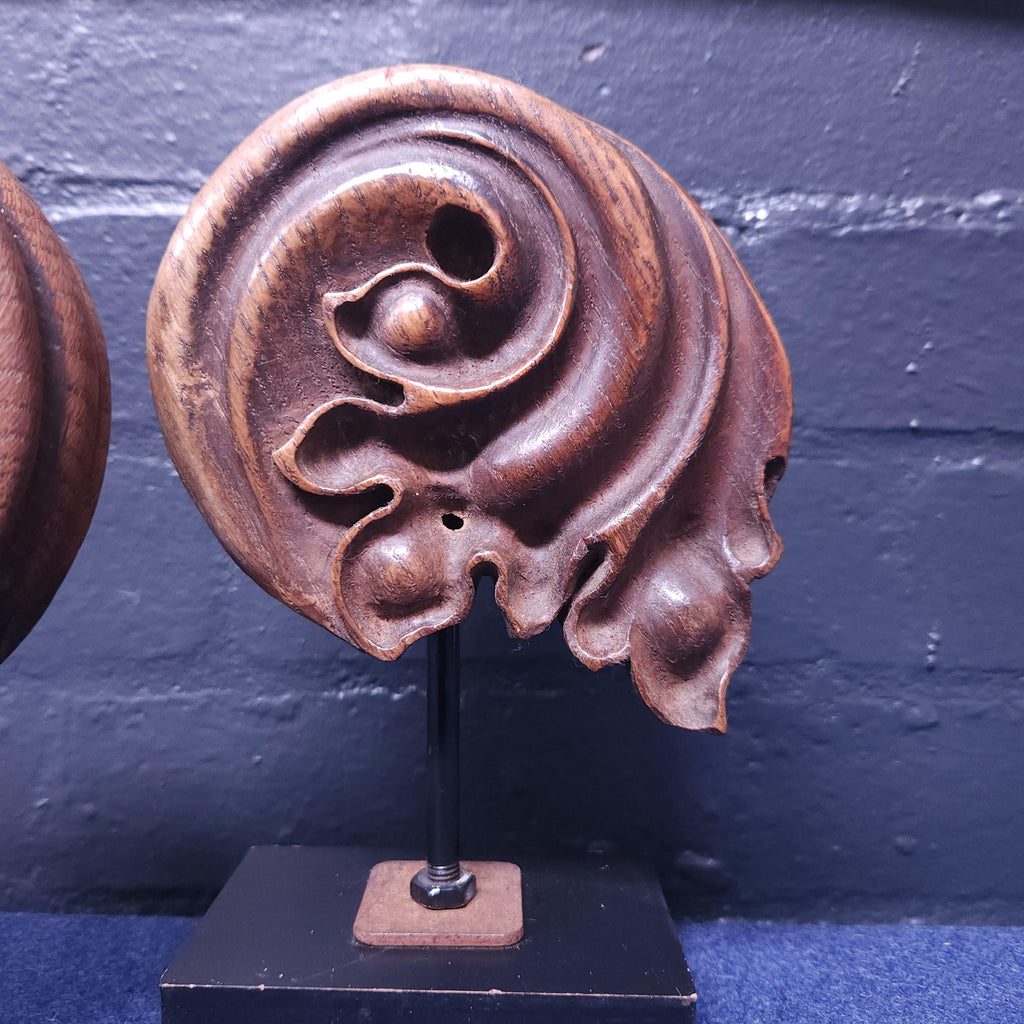 Pair of Mounted Antique Mahogany Architectural Pieces