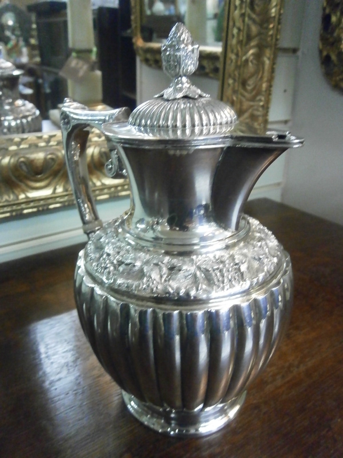 Silverplate Lidded Claret Jug By Dixon C1879-1935