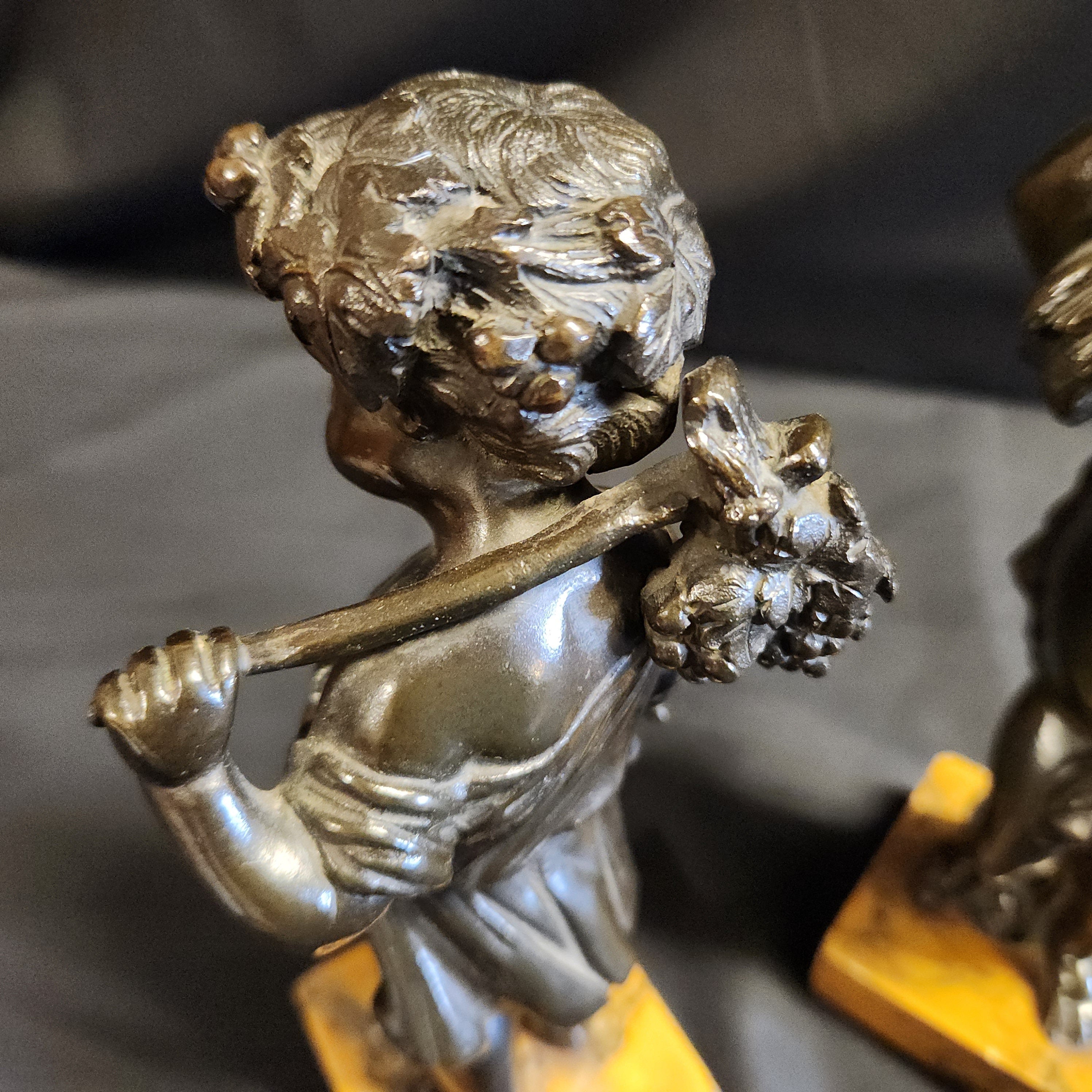 Pair Bronze Harvest Putti after Claude Michel