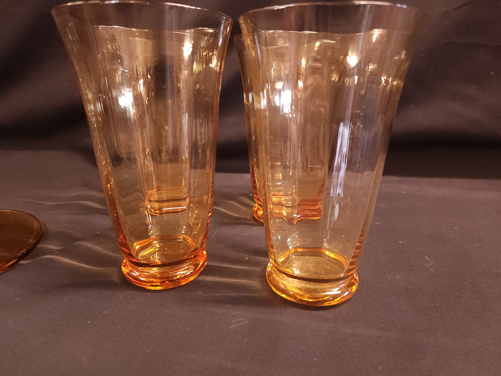 Art Deco, Possibly Whitefriars Glass, Lemonade Jug and 4 Tumblers
