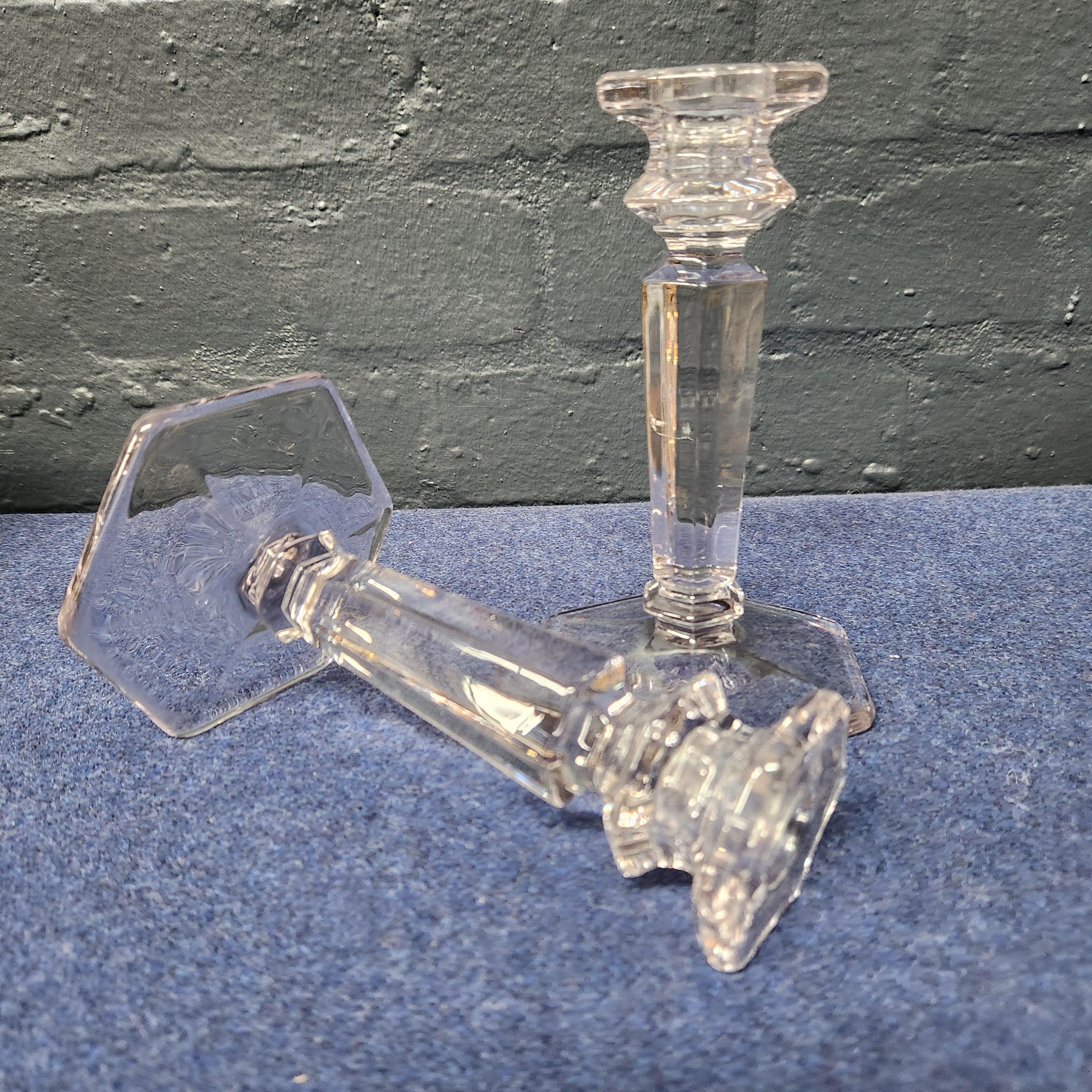 Pair Edwardian Glass Candlesticks