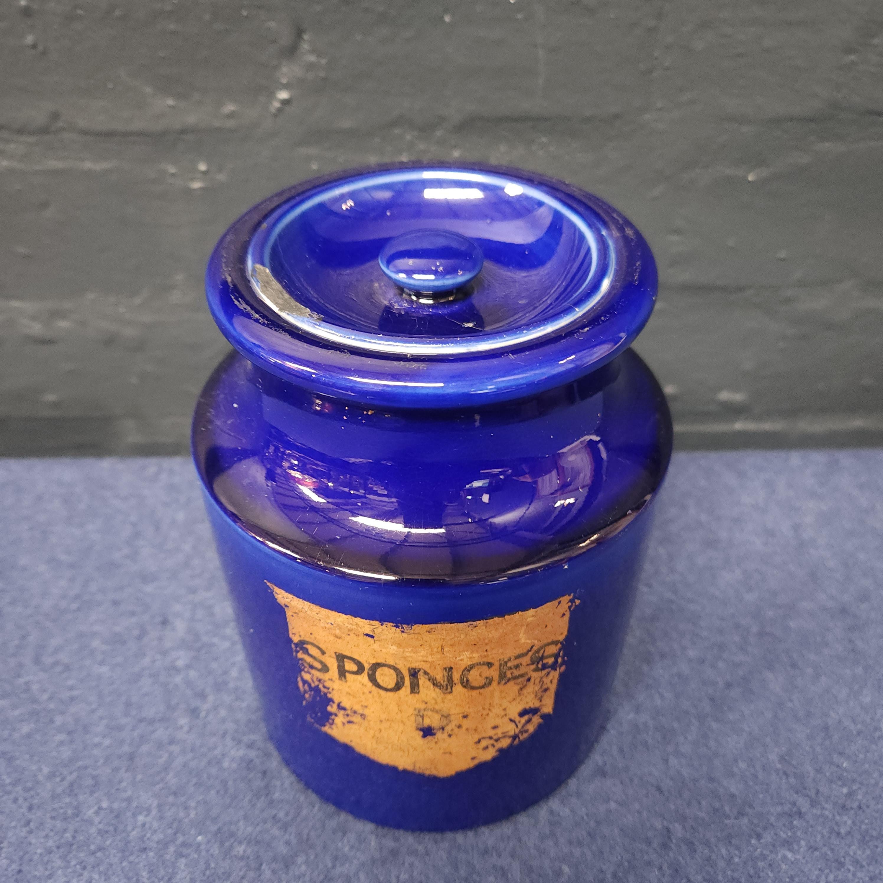 Maw Apothecary Lidded Jar - Sponges - Cobalt Blue
