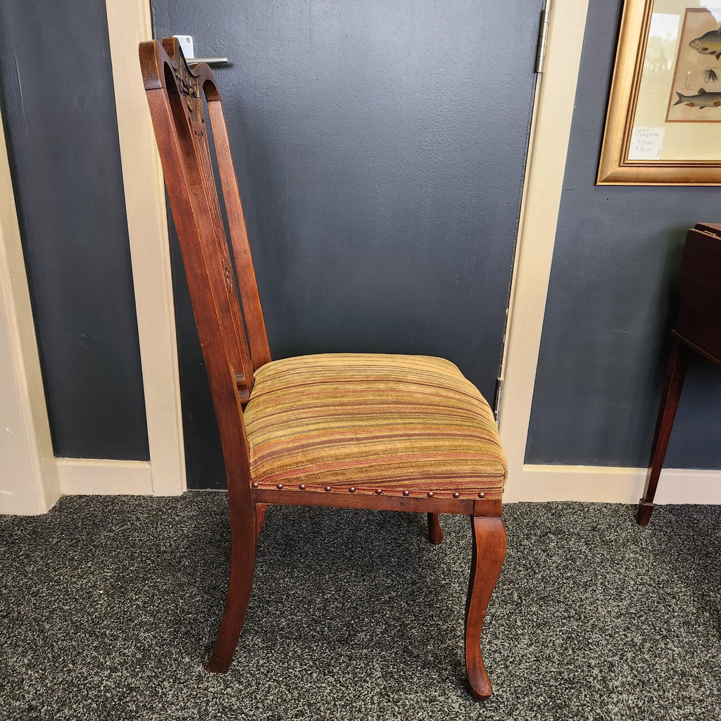 Set of 4 Walnut Art Nouveau Dining Chairs.