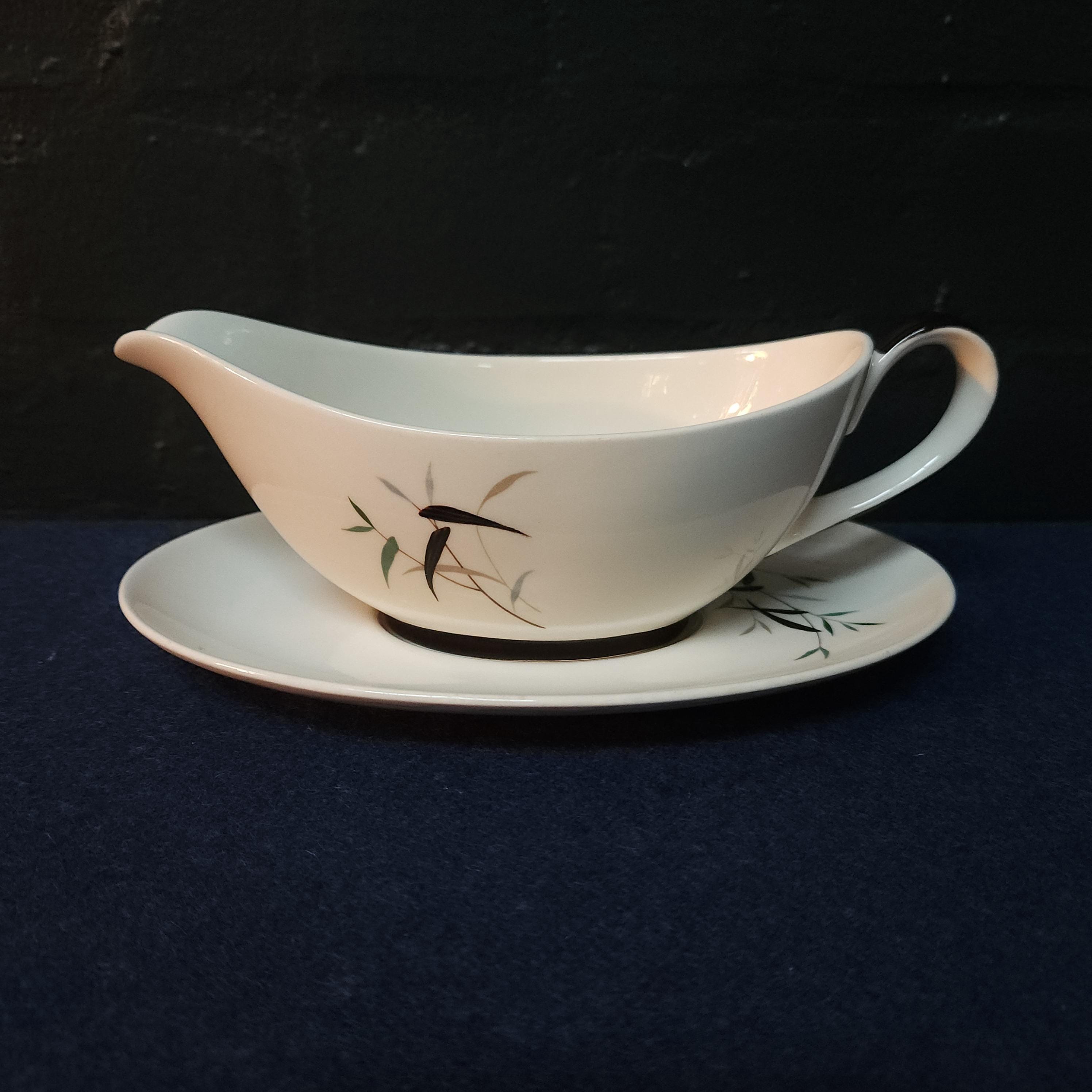 Royal Doulton Bamboo Pattern Sauce/Gravy Boat & Saucer