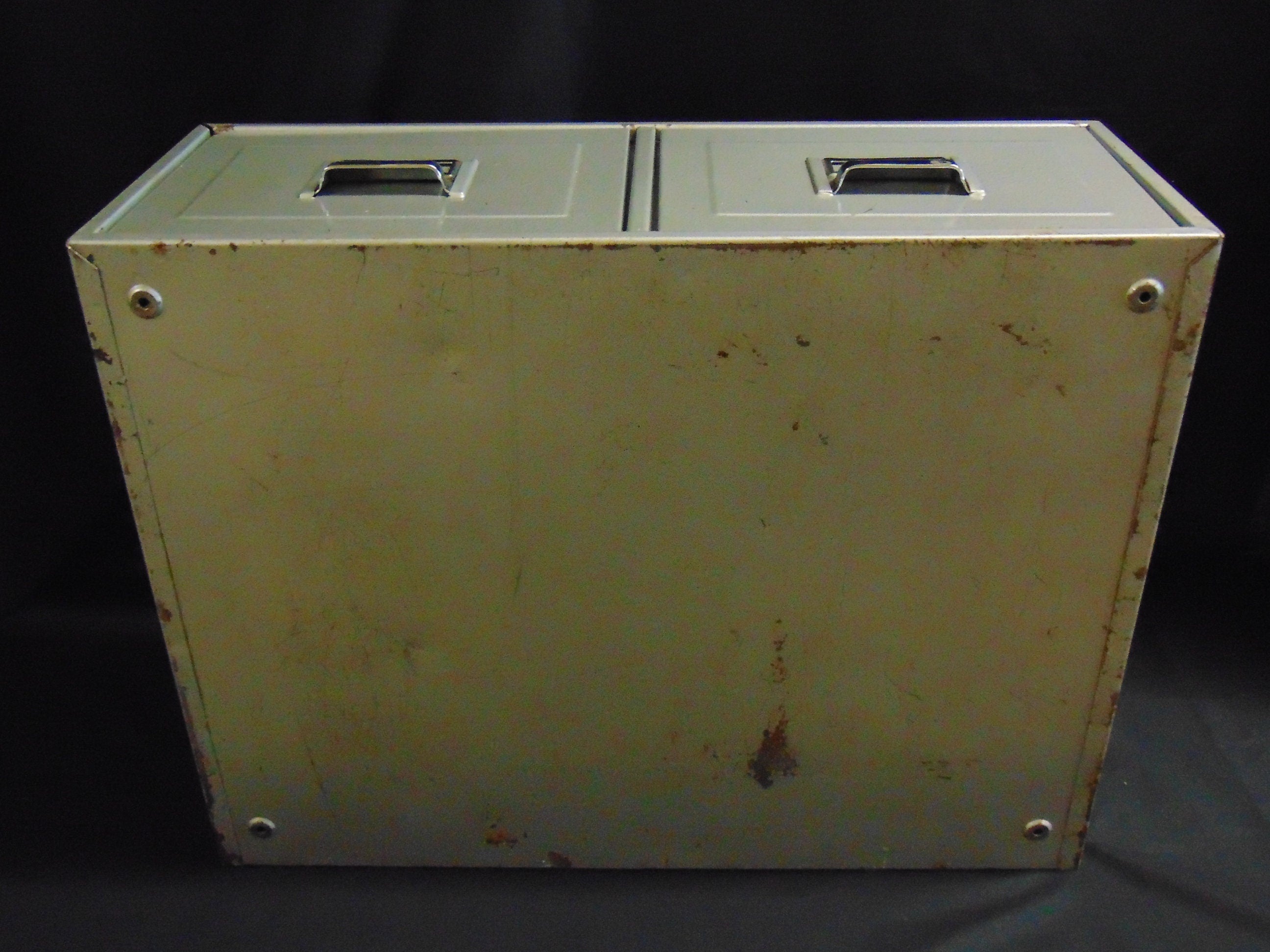 Vintage Industrial Bank of 2 Index Card Filing Drawers