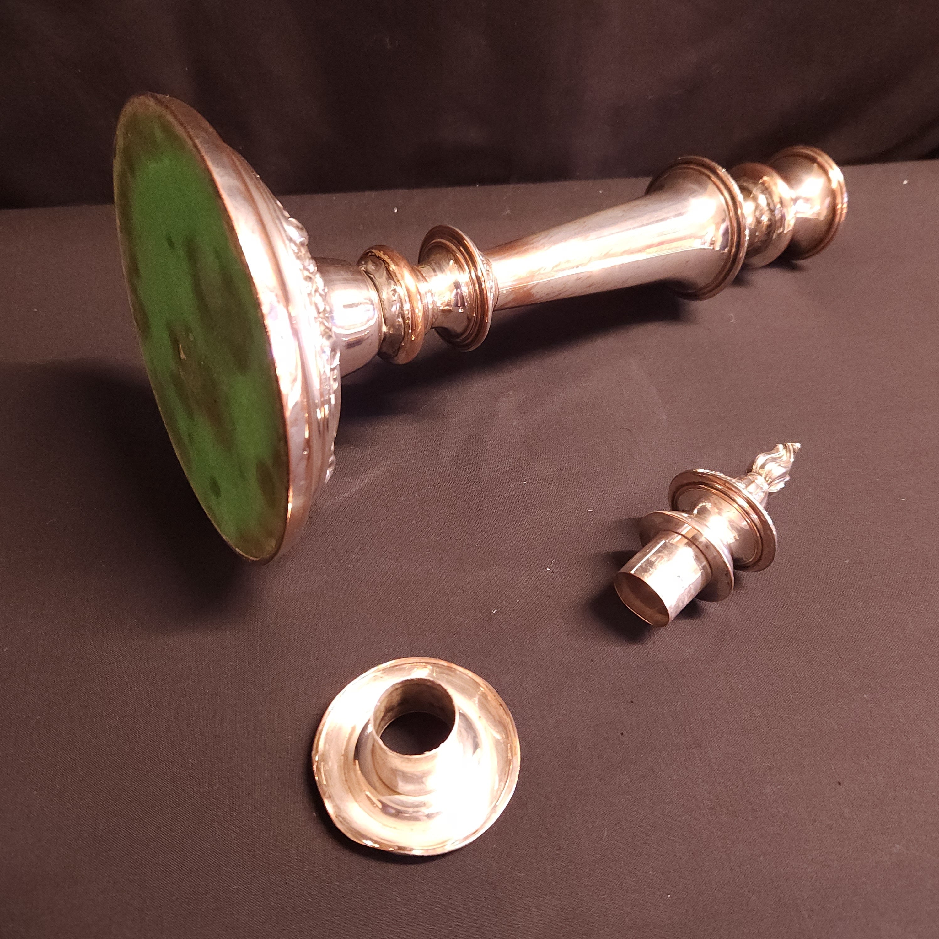 Victorian Silver Plate Candlestick With Snuffer