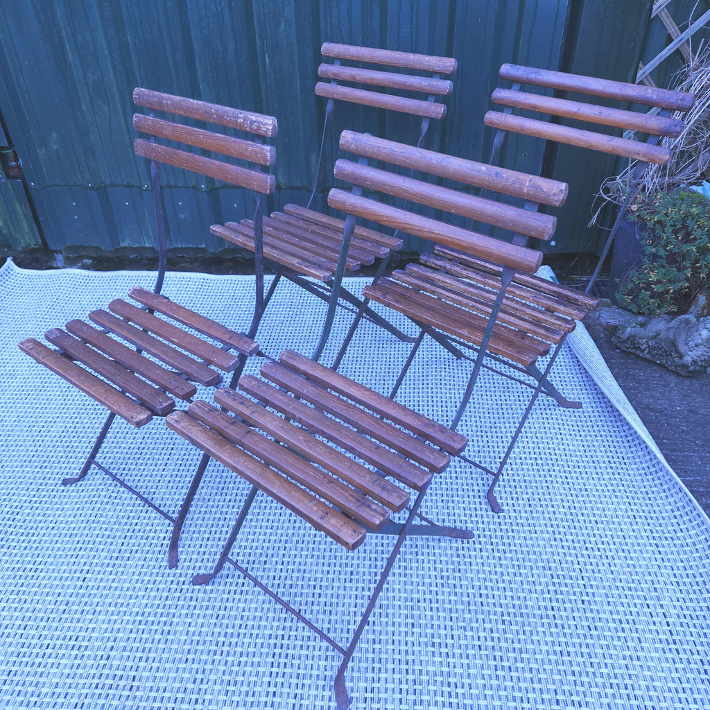 Set 4 Folding Chairs Circa Early 20thC