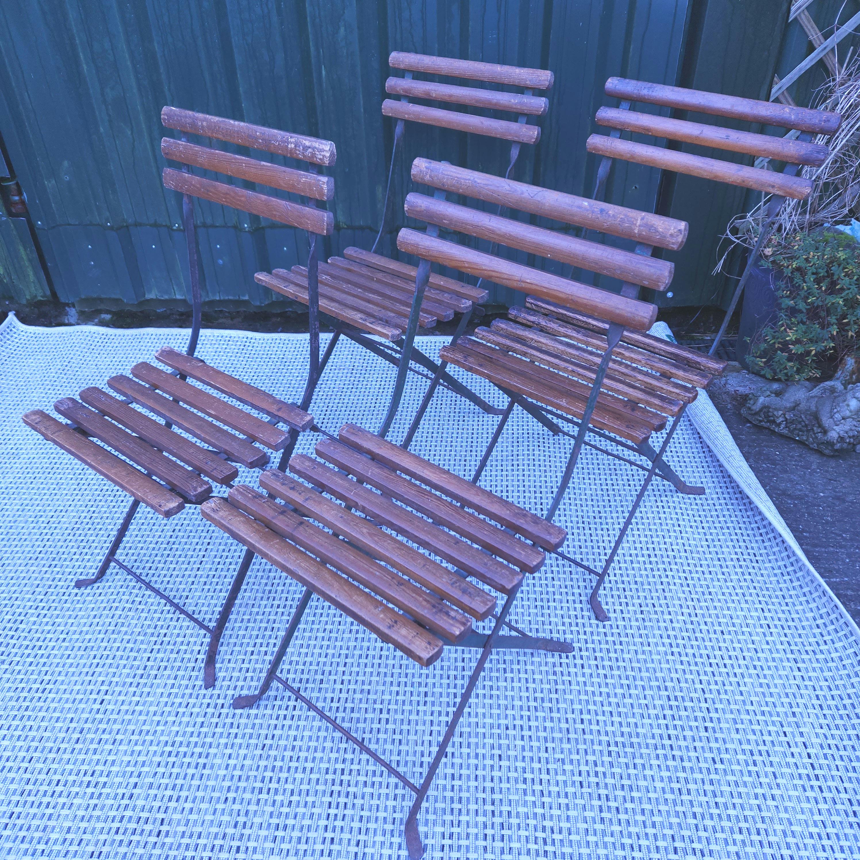 Set 4 Folding Chairs Circa Early 20thC
