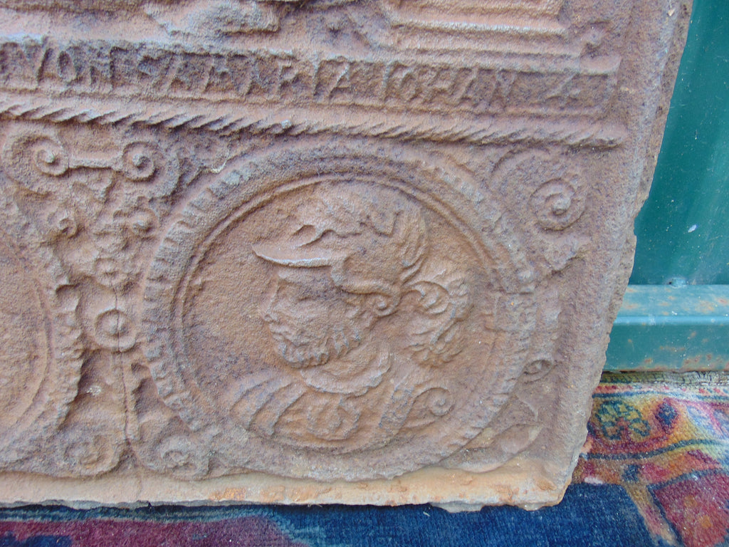 Unique Late 16th/Early 17th Century Cast Iron Fire back with Biblical Scene