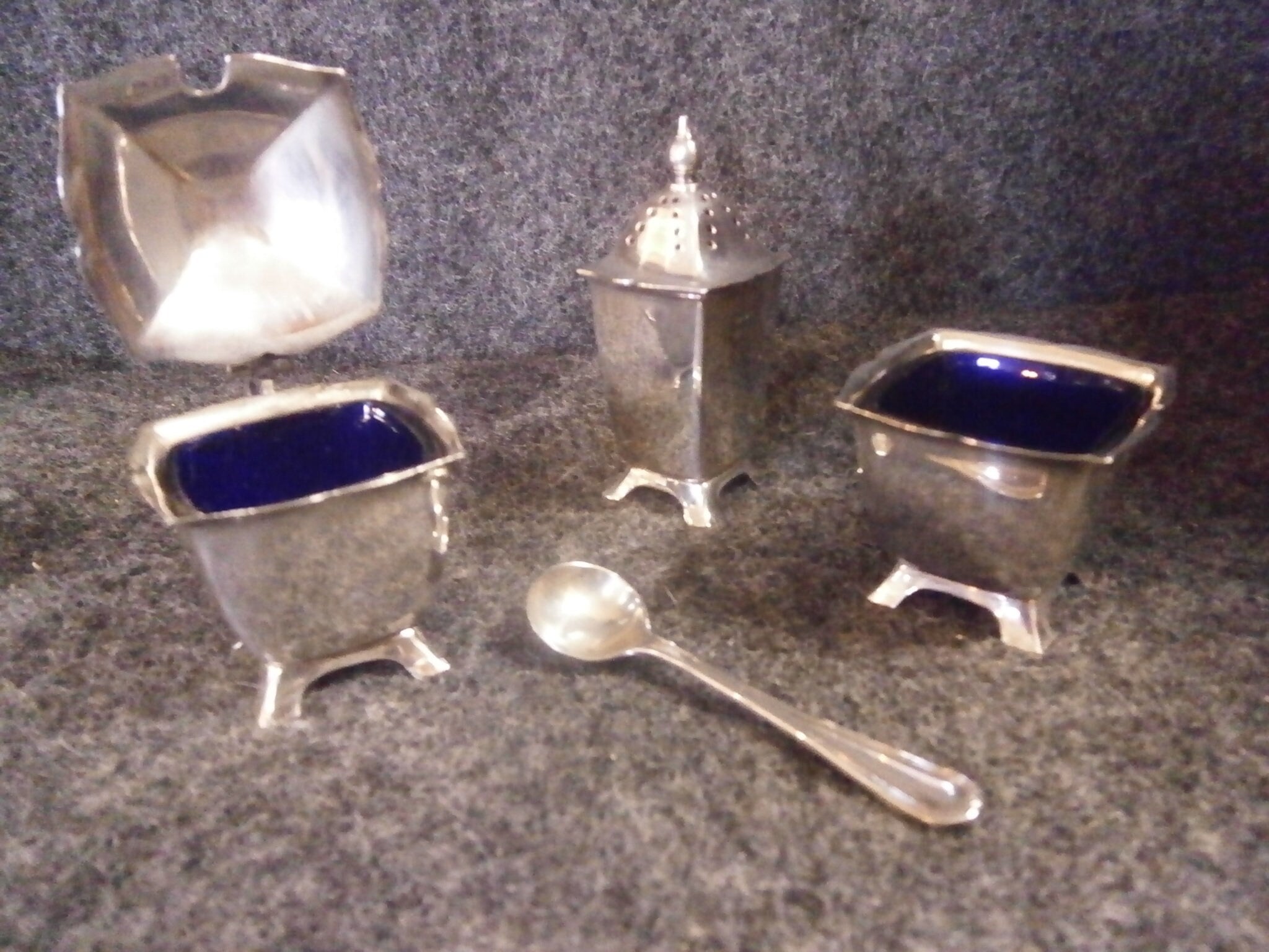 Silver 3 Piece Condiment Cruet Set