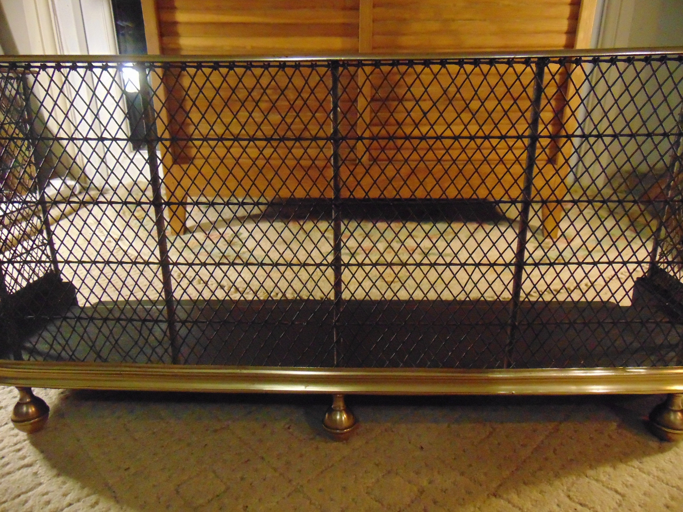 Early to Mid 19thC Brass and Wirework Fire Fender