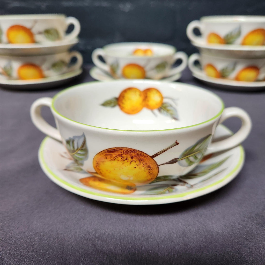Wood and Sons, Orange Grove Soup Coupes and Saucers