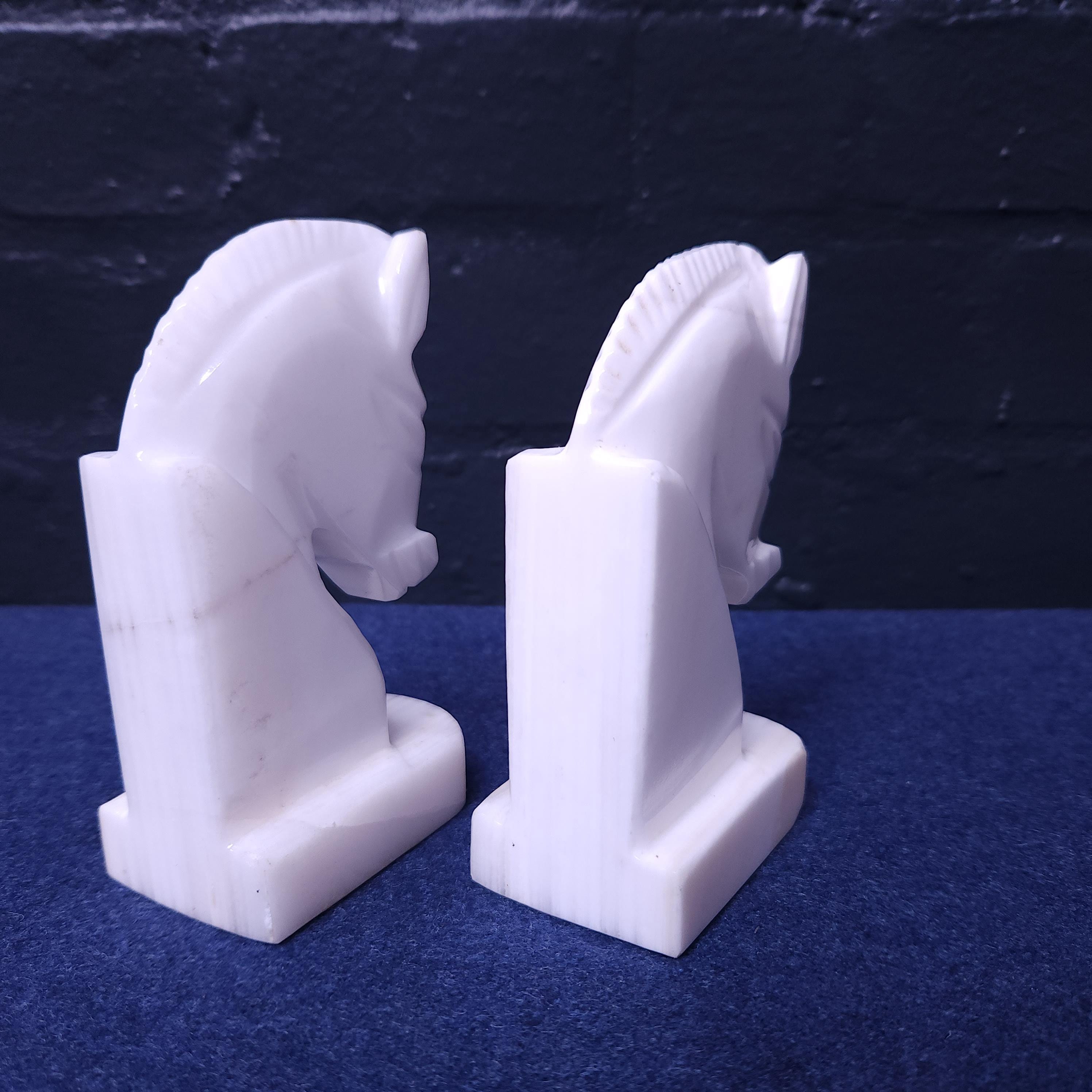 Pair mexican Onyx Horse Head Book-Ends