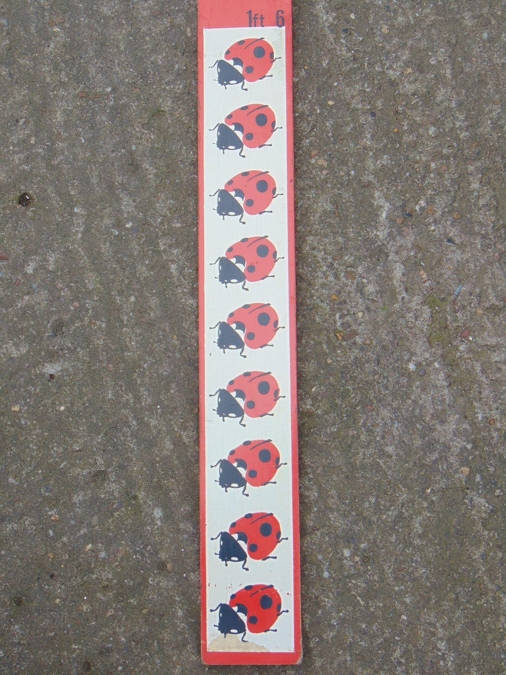 Vintage Ladybird Wooden Height Measure - 72 Inch Children's Clothing Display