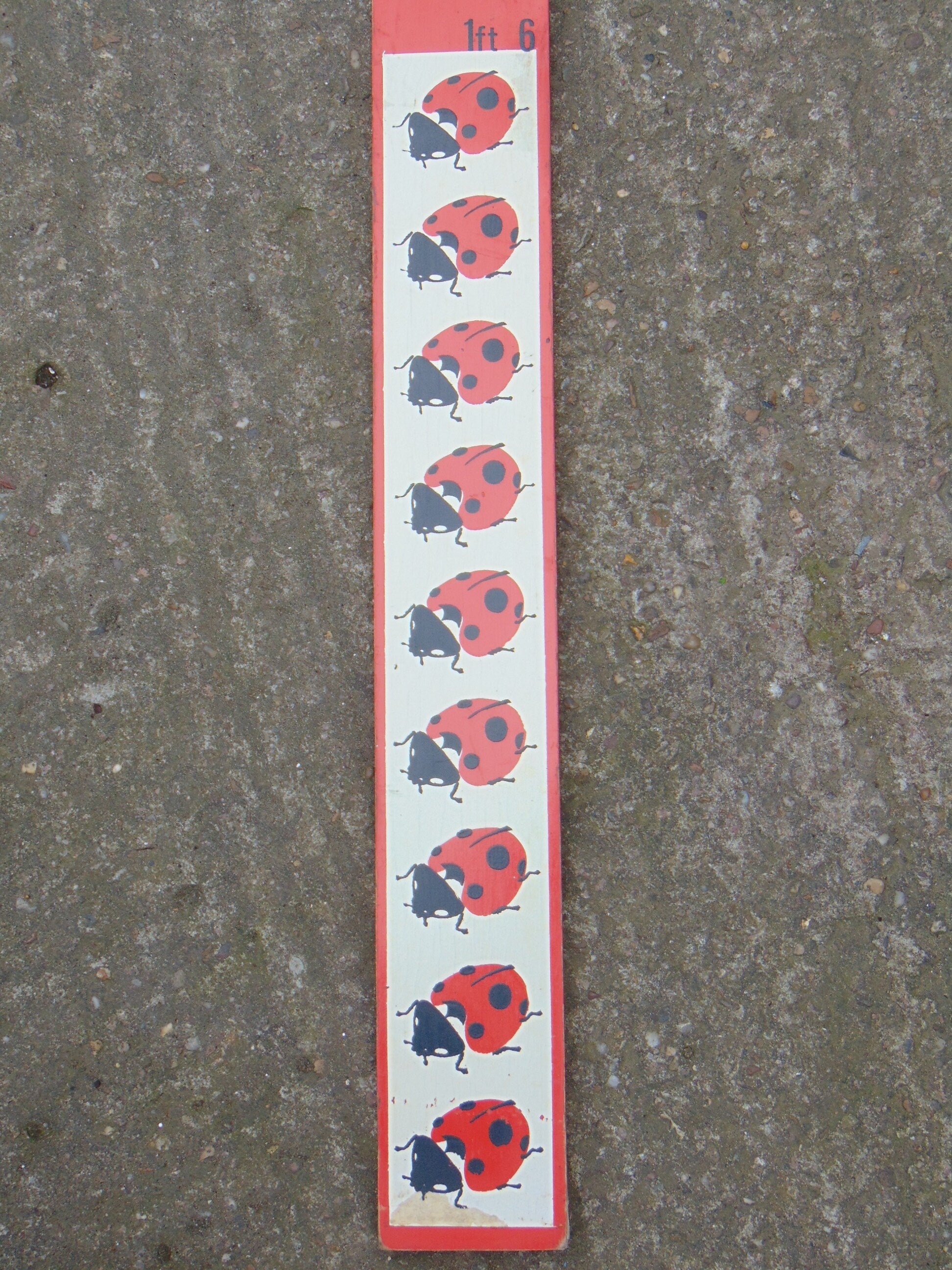 Vintage Ladybird Wooden Height Measure - 72 Inch Children's Clothing Display