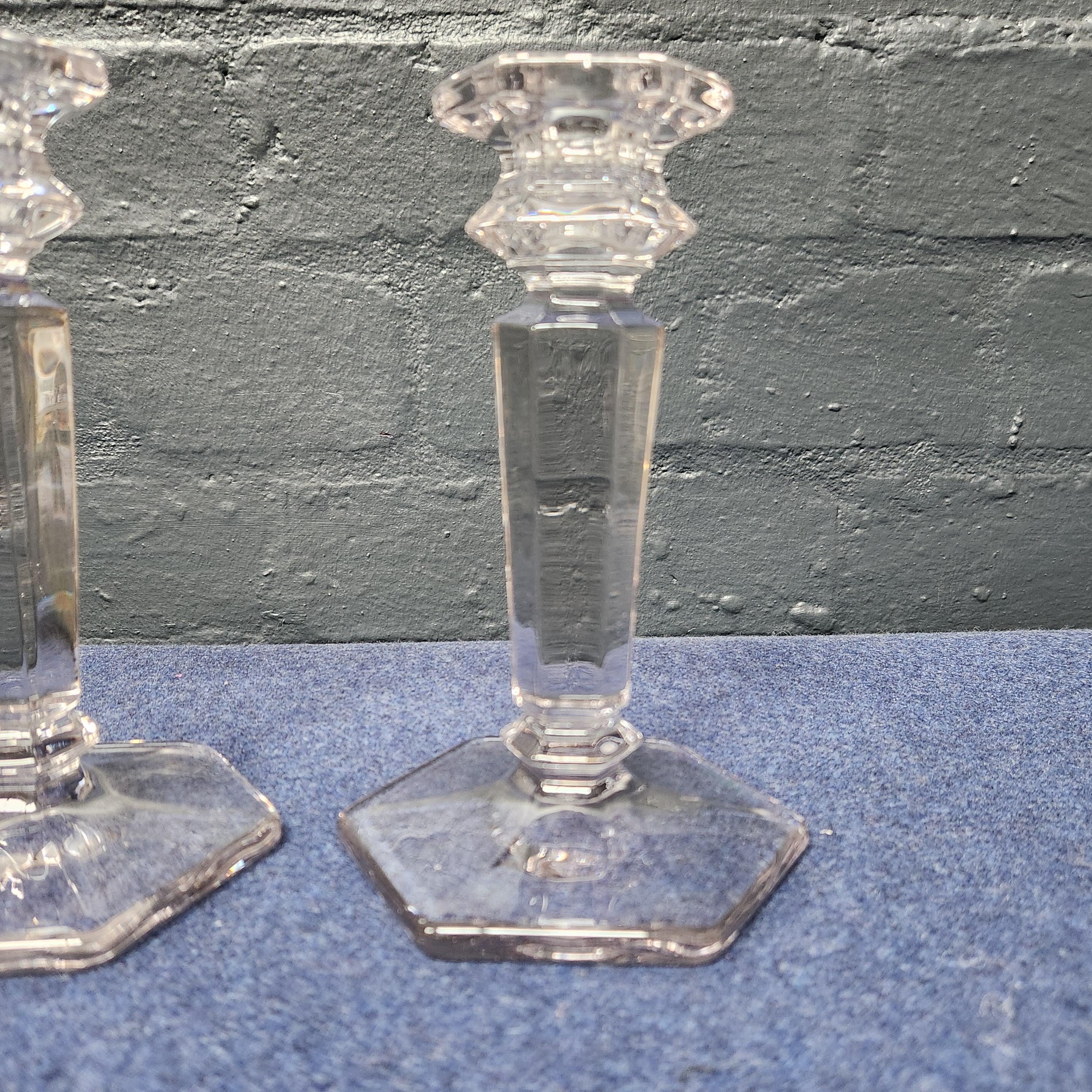 Pair Edwardian Glass Candlesticks