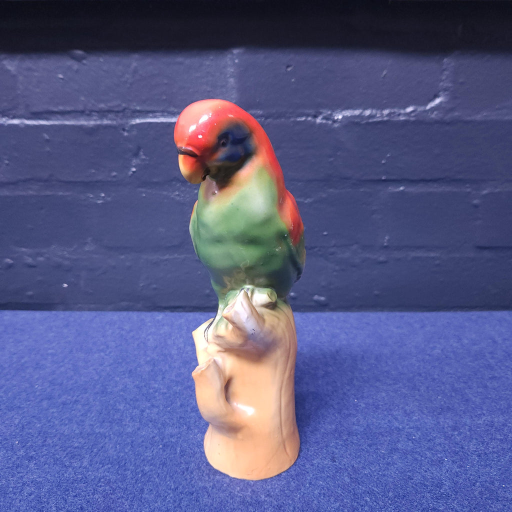 Early 20thC Painted Parian Ware Parrot Spill Vase