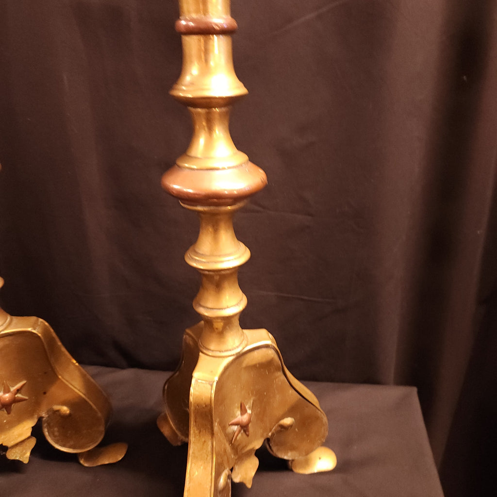Circa 1920's Moroccan Style Pricket Candlesticks / Torchere