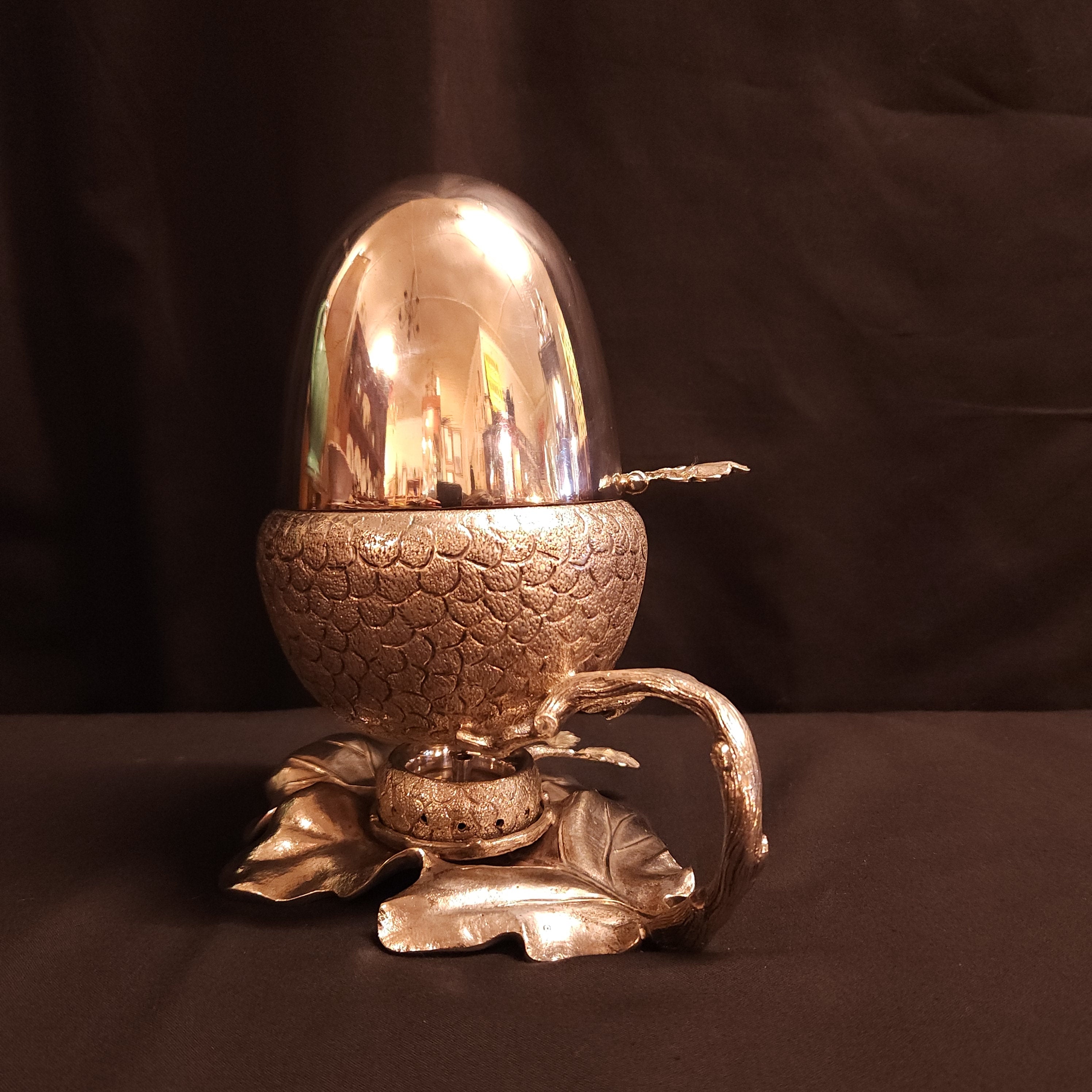 Victorian Silver Plated Warmer in the Shape of an Acorn