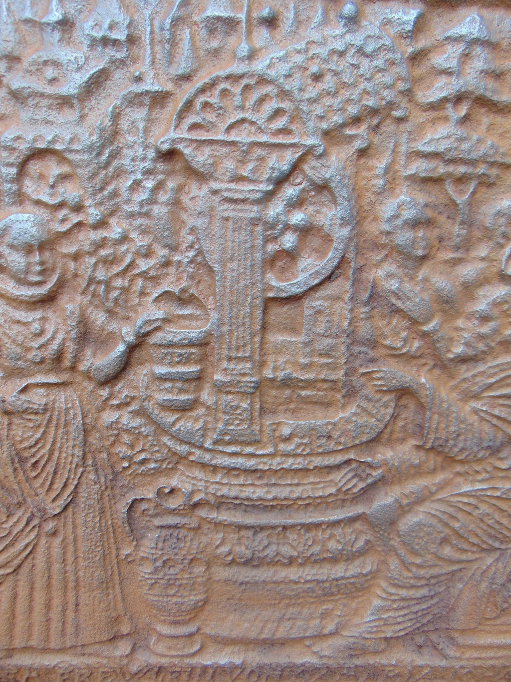 Unique Late 16th/Early 17th Century Cast Iron Fire back with Biblical Scene