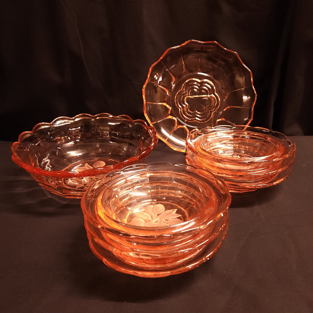 Pink Glass Dessert Dishes - Vintage - Circa 1950's