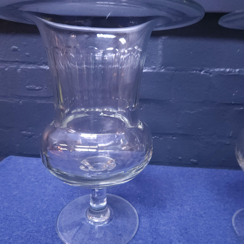 Large Pair 19thC Pedestal Glass Vases
